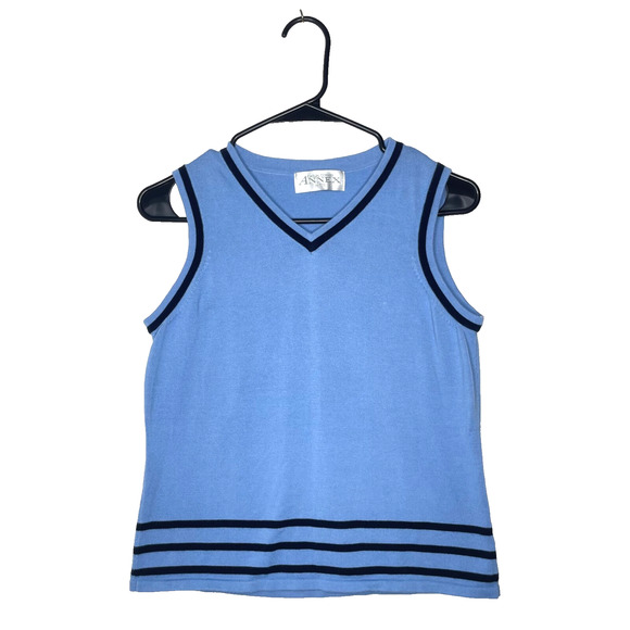 Vtg Annex Women's Blue Cotton Sweater Vest M Lightweight Tennis Varsity Preppy - Picture 1 of 6